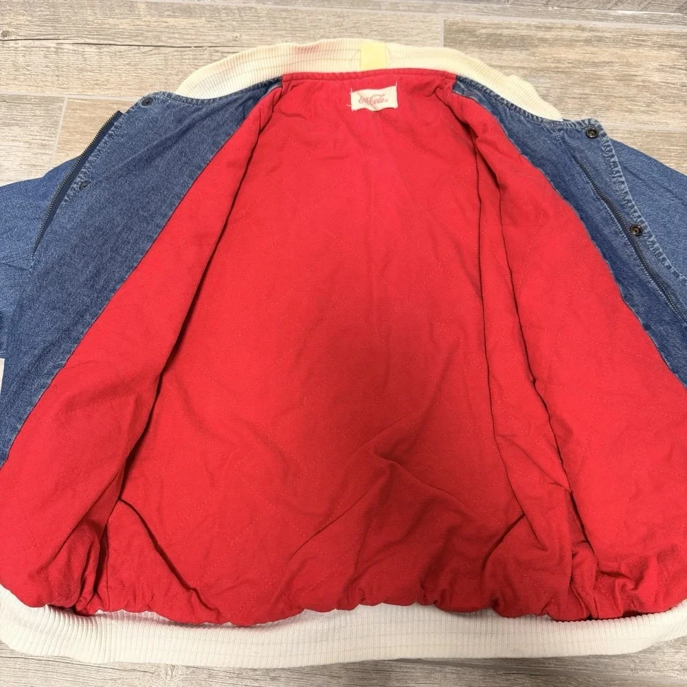 Vintage Super Rare Cococola Denim Bomber Jacket 100%‎ Cotton